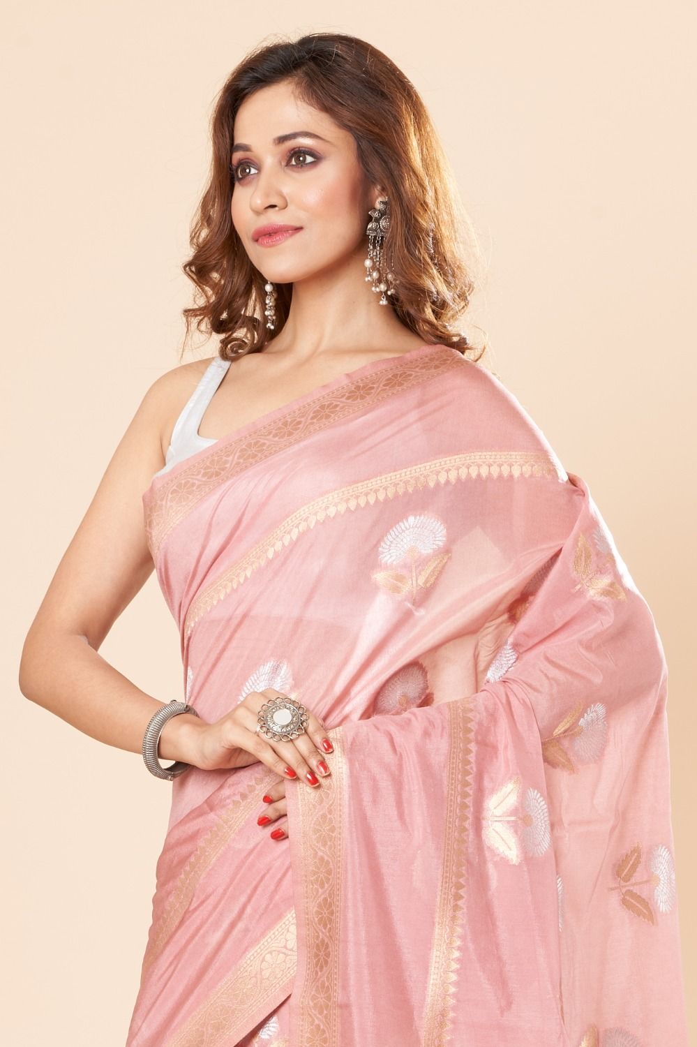 Pink Semi Kathan Saree. main image 1