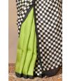 Chessboard Half-and-Half Pure Silk Saree