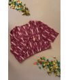 COTTON IKAT PRINTED MAROON ALTERABLE BLOUSE
