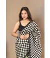 Chessboard Half-and-Half Pure Silk Saree