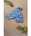 INDIGO PRINTED COTTON ALTERABLE BLOUSE