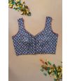 INDIGO HUE COTTON ALTERABLE PRINTED BLOUSE