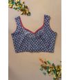 INDIGO HUE COTTON ALTERABLE PRINTED BLOUSE