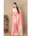 PEACH TUSSAR WITH FINE THREADWORK DRAPE