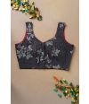 BLACK COTTON PRINTED ALTERABLE BLOUSE