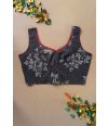 BLACK COTTON PRINTED ALTERABLE BLOUSE