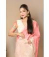 PEACH TUSSAR WITH FINE THREADWORK DRAPE