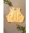 CREAMY SOLID RAW SILK ALTERABLE BLOUSE