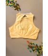CREAMY SOLID RAW SILK ALTERABLE BLOUSE