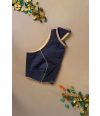 DARK BLUE SOLID RAW SILK ALTERABLE BLOUSE