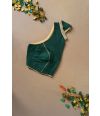 DARK GREEN SOLID RAW SILK ALTERABLE BLOUSE