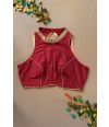 MAROON SOLID RAW SILK ALTERABLE BLOUSE