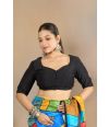 COAL BLACK RAW SILK ALTERABLE BLOUSE