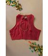 MAROON SOLID RAW SILK ALTERABLE BLOUSE