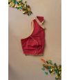 MAROON SOLID RAW SILK ALTERABLE BLOUSE