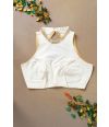 WHITE SOLID RAW SILK ALTERABLE BLOUSE