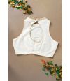 WHITE SOLID RAW SILK ALTERABLE BLOUSE