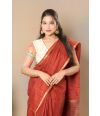 SOLID BRICK HUE TUSSAR SILK SAREE