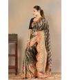 SCALLOP FLORAL STRIPED KANNI SILK