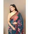 SOFT FLORAL FORM PRINTED CHIFFON DRAPE