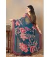 SOFT FLORAL FORM PRINTED CHIFFON DRAPE