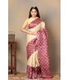 PURE TUSSAR WITH PRINTED CONTRAST BORDER 