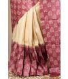 PURE TUSSAR WITH PRINTED CONTRAST BORDER 
