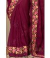 ALL OVER EMBROIDERED CHIFFON WINE FLOW