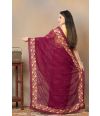 ALL OVER EMBROIDERED CHIFFON WINE FLOW