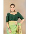 FOREST GREEN RAW SILK ALTERABLE BLOUSE