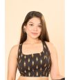 BLACK IKKAT PRINTED ALTERABLE COTTON BLOUSE (PADDED)