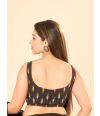 BLACK IKKAT PRINTED ALTERABLE COTTON BLOUSE (PADDED)