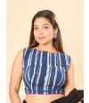 INDIGO STRIPE PRINTED COTTON ALTERABLE BLOUSE (PADDED)