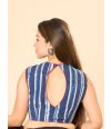 INDIGO STRIPE PRINTED COTTON ALTERABLE BLOUSE (PADDED)