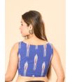 BLUE IKKAT PRINTED ALTERABLE COTTON BLOUSE (PADDED)