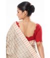 RED LINEN KHADI SCALLOP DESIGN ON THE BACK