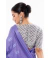 MAUVE (DUAL TONE) GHICHHA SILK, SELF THREAD DESIGN ON PALLU TEAMED WITH V NECK SOFT COTTON INDIGO PRINT BLOUSE