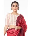 CREAM & RED COMBO KHADI COTTON WITH ALL OVER THREAD WORK & BOAT NECK 