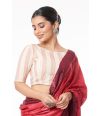 CREAM & RED COMBO KHADI COTTON WITH ALL OVER THREAD WORK & BOAT NECK 