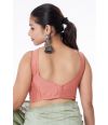 SLEEVELESS PARTY WEAR PEACH SILK BLEND BLOUSE (PADDED)