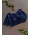 NAVY BLUE RAW SILK BLOUSE