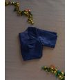 NAVY BLUE RAW SILK BLOUSE