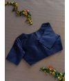 NAVY BLUE RAW SILK BLOUSE