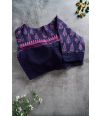 Berry Blue Batik Blouse With Lace Design (ALTERABLE)