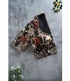 Black Kalamkari Airhostess Neck Blouse (ALTERABLE)
