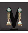 PASTEL BLUE MEENAKARI & PEARL JHUMKI