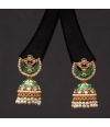 GREEN MEENAKARI, KUNDAN AND PEARL JHUMKI