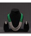 GREEN CRYSTAL & KUNDAN SET ROYAL NECKLACE WITH EAARING