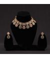 STONE SETTING GOLD PLATED ANTIQUE NECKLACE & EARRING