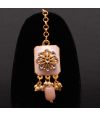 FLORAL KUNDAN WORK ON PASTEL PINK CHOKER WITH EARRING & MAANGTIKA